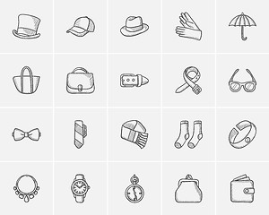 Image showing Accessories sketch icon set.