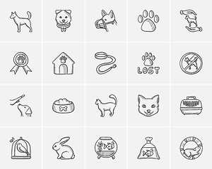 Image showing Pets sketch icon set.