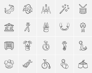 Image showing Circus sketch icon set.