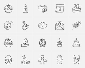 Image showing Easter sketch icon set.