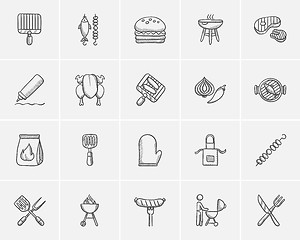 Image showing Barbecue sketch icon set.