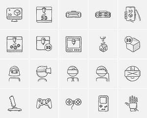 Image showing Technology sketch icon set.