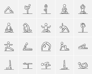 Image showing Yoga sketch icon set.