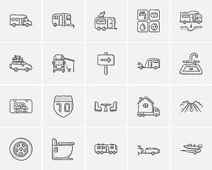 Image showing Travel and holiday sketch icon set.