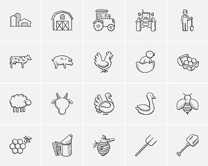 Image showing Agriculture sketch icon set.