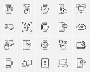 Image showing Technology sketch icon set.