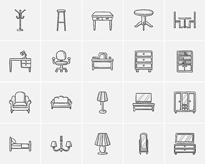 Image showing Furniture sketch icon set.