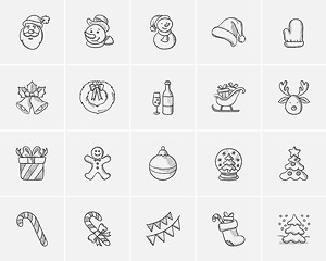 Image showing Christmas sketch icon set.