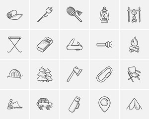 Image showing Travel and holiday sketch icon set.