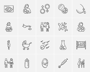 Image showing Maternity sketch icon set.