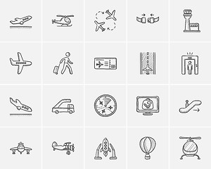 Image showing Air transport sketch icon set.