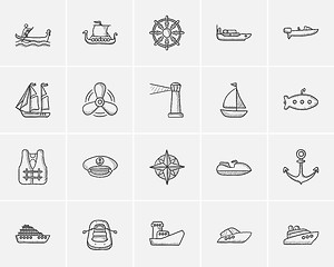 Image showing Transportation sketch icon set.