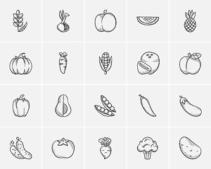 Image showing Healthy food sketch icon set.