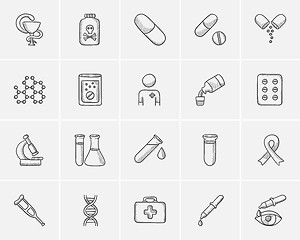 Image showing Medicine sketch icon set.