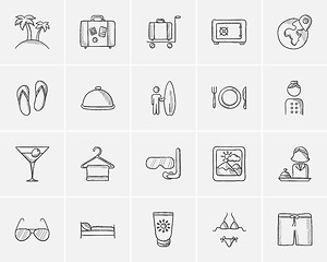 Image showing Travel and holiday sketch icon set.