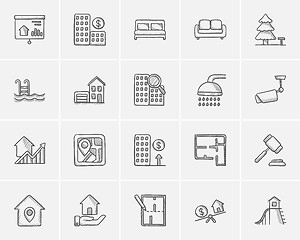 Image showing Real estate sketch icon set.