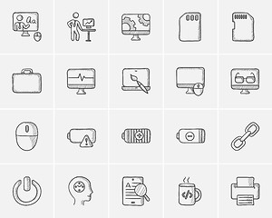 Image showing Technology sketch icon set.