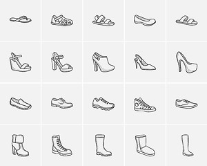 Image showing Shoes sketch icon set.