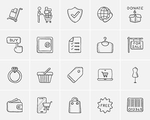 Image showing Shopping sketch icon set.