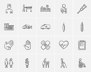 Image showing Medicine sketch icon set.