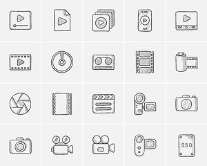 Image showing Media sketch icon set.