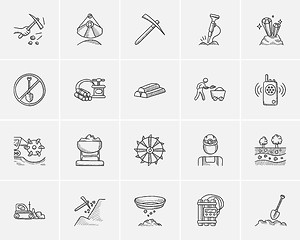 Image showing Mining industry sketch icon set.