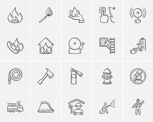 Image showing Fire sketch icon set.