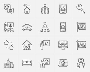 Image showing Real estate sketch icon set.