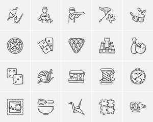 Image showing Hobby sketch icon set.