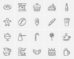 Image showing Junk food sketch icon set.