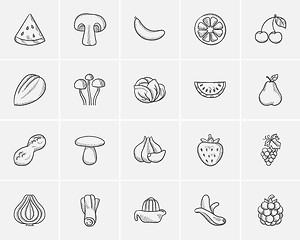 Image showing Healthy food sketch icon set.