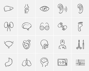 Image showing Medicine sketch icon set.