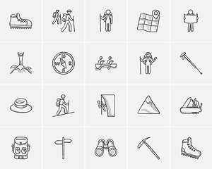 Image showing Travel and holiday sketch icon set.