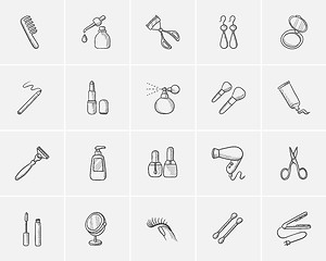 Image showing Beauty sketch icon set.