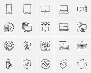 Image showing Technology sketch icon set.