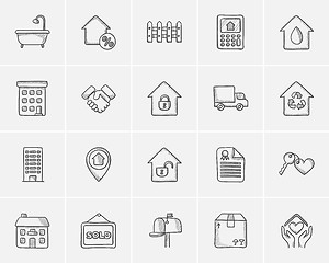 Image showing Real estate sketch icon set.