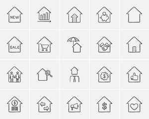 Image showing Real estate sketch icon set.