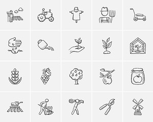 Image showing Agriculture sketch icon set.