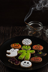 Image showing Homemade delicious ginger biscuits for Halloween