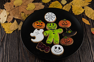 Image showing Homemade delicious ginger biscuits for Halloween