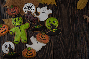 Image showing Homemade delicious ginger biscuits for Halloween