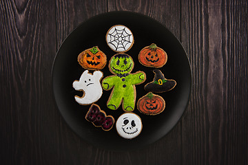 Image showing Homemade delicious ginger biscuits for Halloween