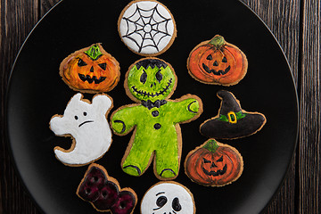 Image showing Homemade delicious ginger biscuits for Halloween