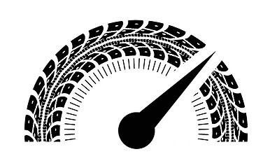 Image showing Speedometer vector illustration. Styling by tire tracks.