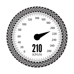 Image showing Speedometer vector illustration. Styling by tire tracks.