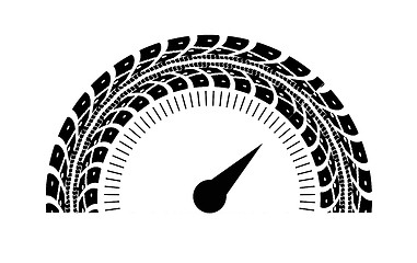 Image showing Speedometer vector illustration. Styling by tire tracks.