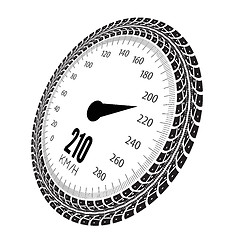Image showing Speedometer vector illustration. Styling by tire tracks.