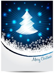 Image showing Blue white christmas greeting with bursting scribbled christmast