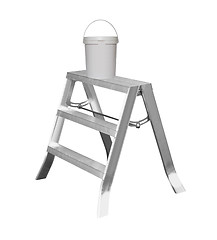 Image showing Small metal ladder with paint isolated