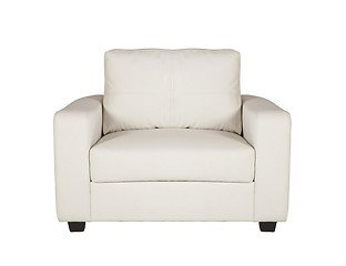 Image showing studio shot of a leather white armchair isolated